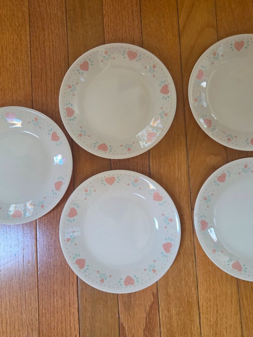 vintage Corelle forever yours bread plates7 inch USA hearts flowers pink